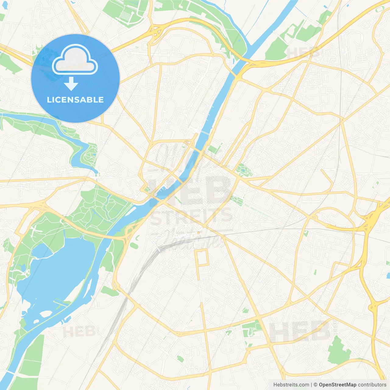 Angers, France Vector Map - Classic Colors