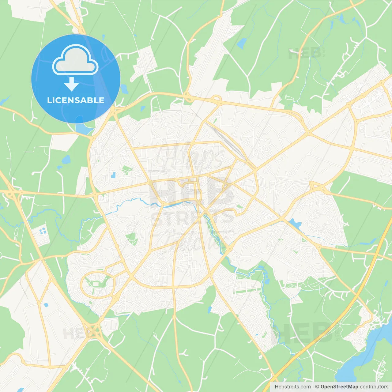 Cholet, France Vector Map - Classic Colors