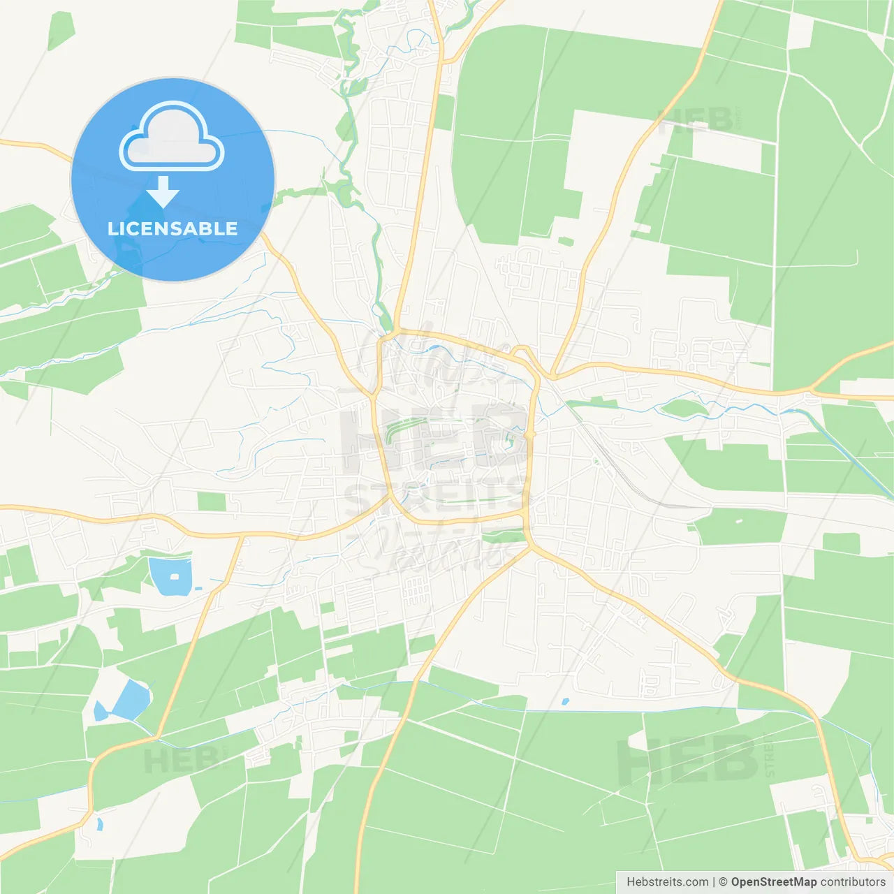 Muhlhausen/Thuringia, Germany Vector Map - Classic Colors