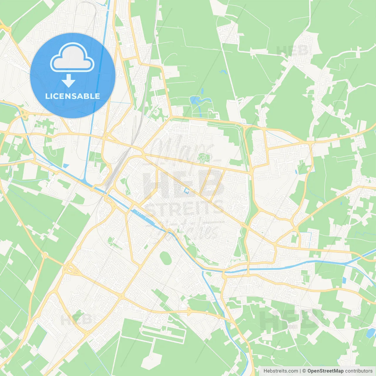 Ferrara, Italy Vector Map - Classic Colors