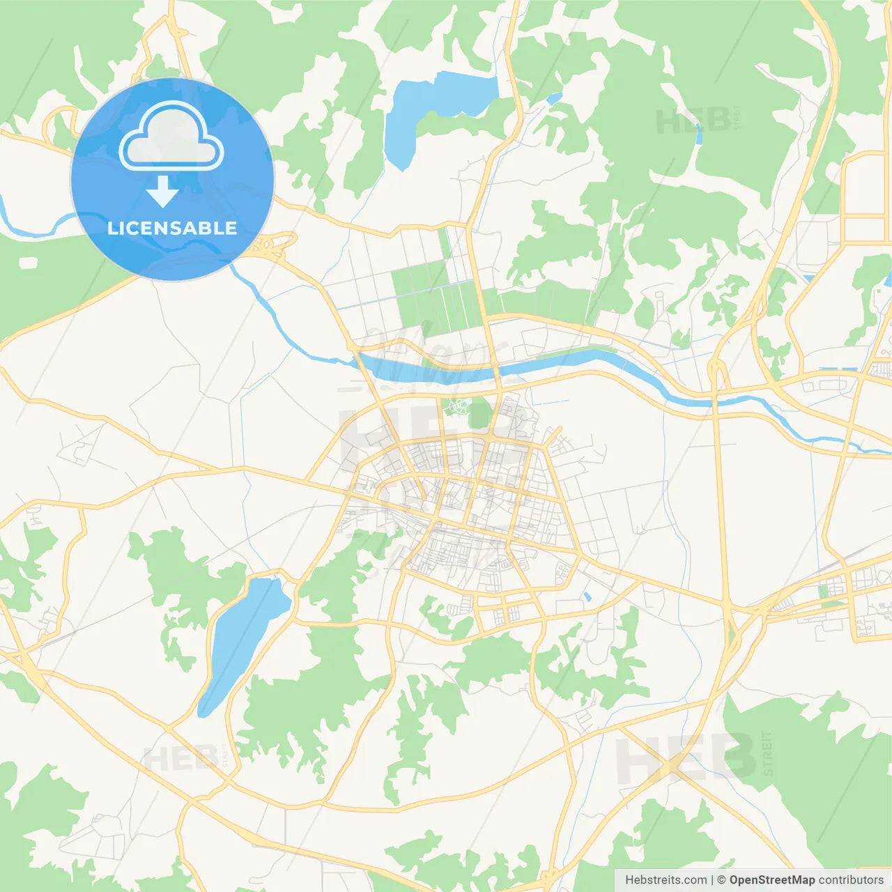 Printable street map of Asan, South Korea