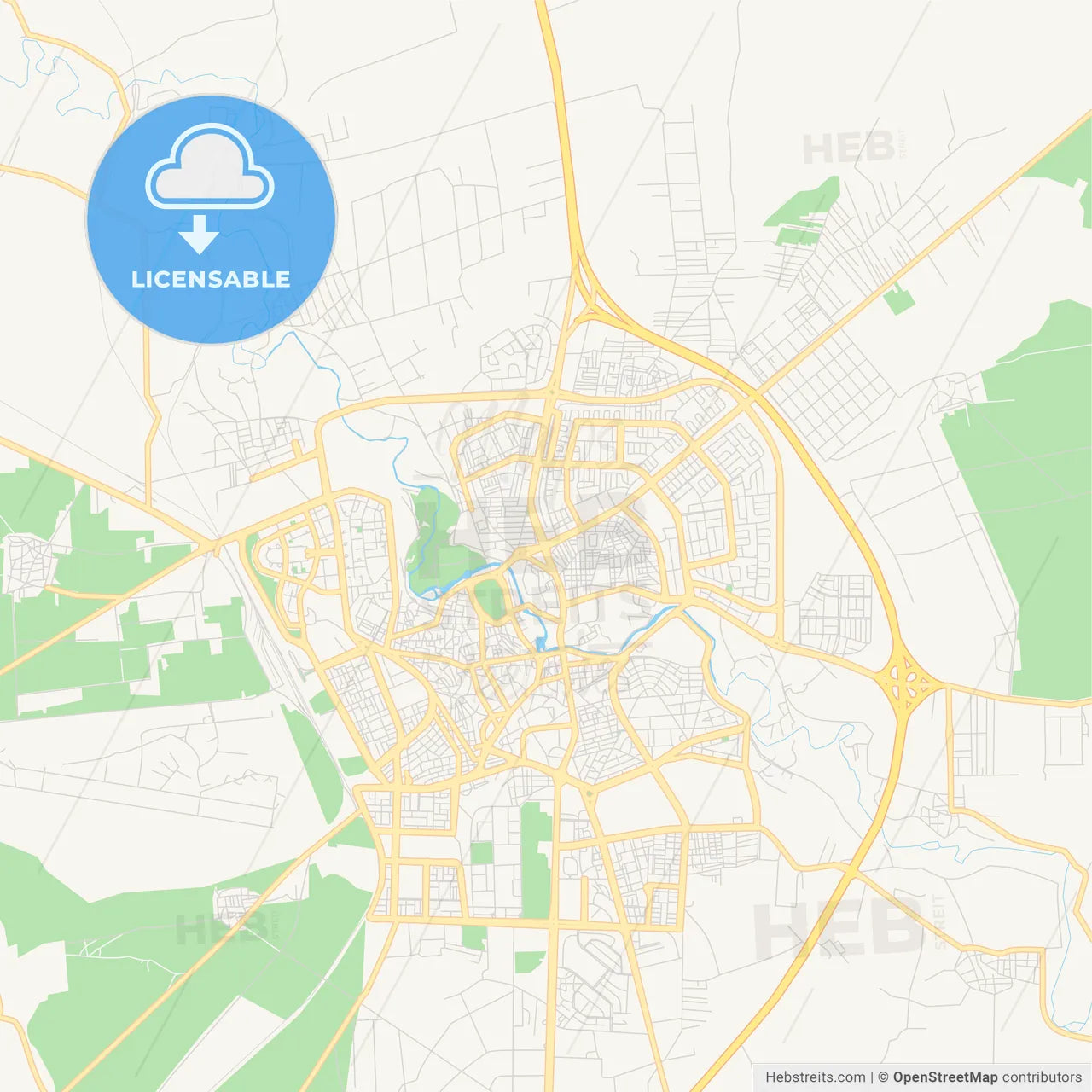 Printable street map of Hama, Syria