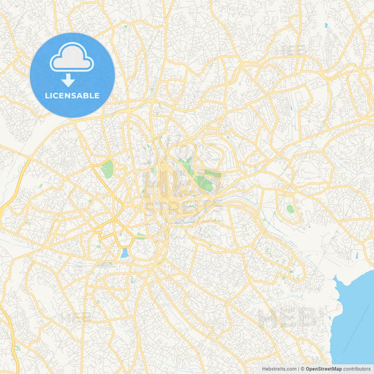 Printable street map of Kampala, Uganda