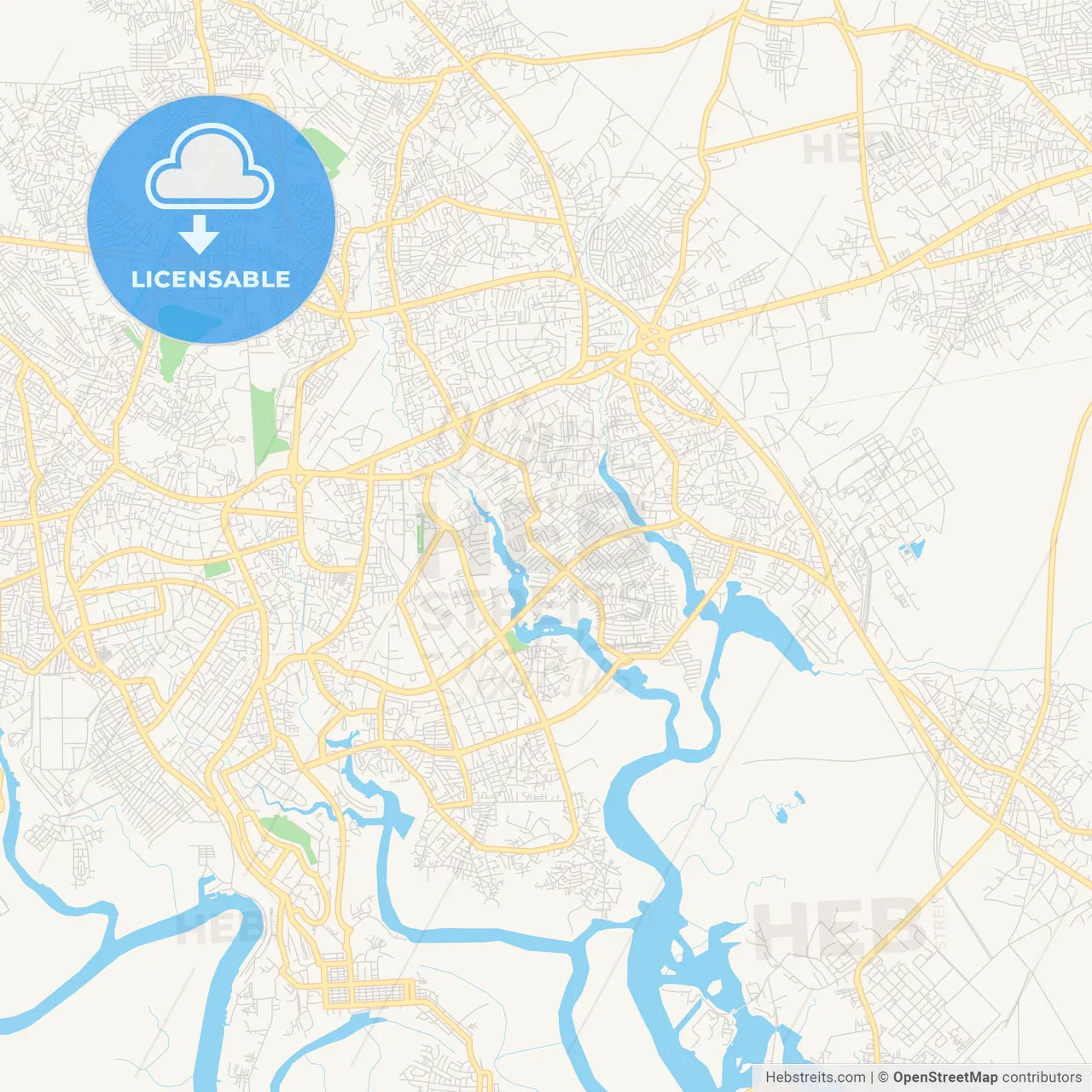 Printable street map of Port Harcourt, Nigeria