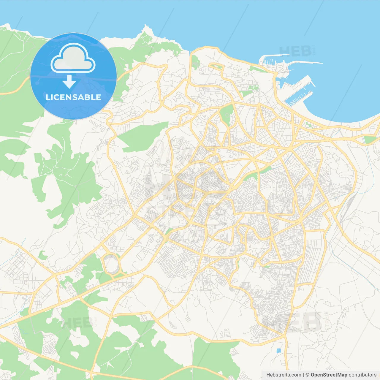 Printable street map of Tangier, Morocco
