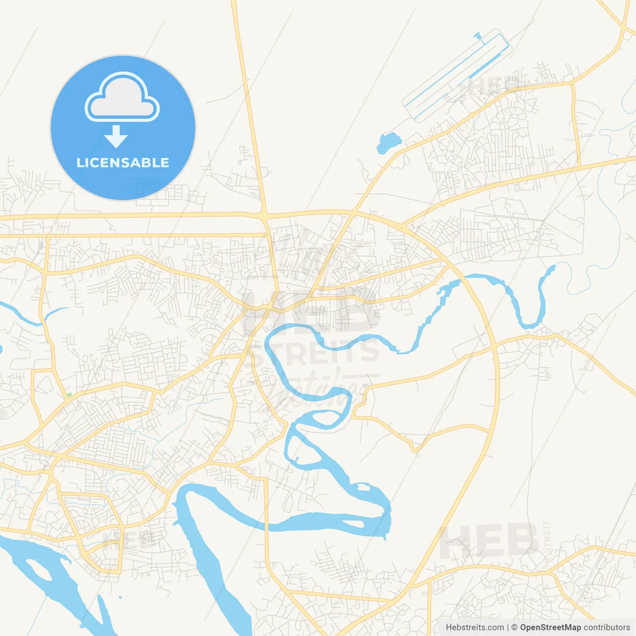 Printable street map of Warri, Nigeria