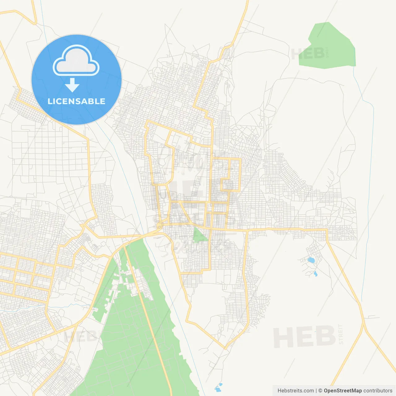 Printable street map of Kassala, Sudan