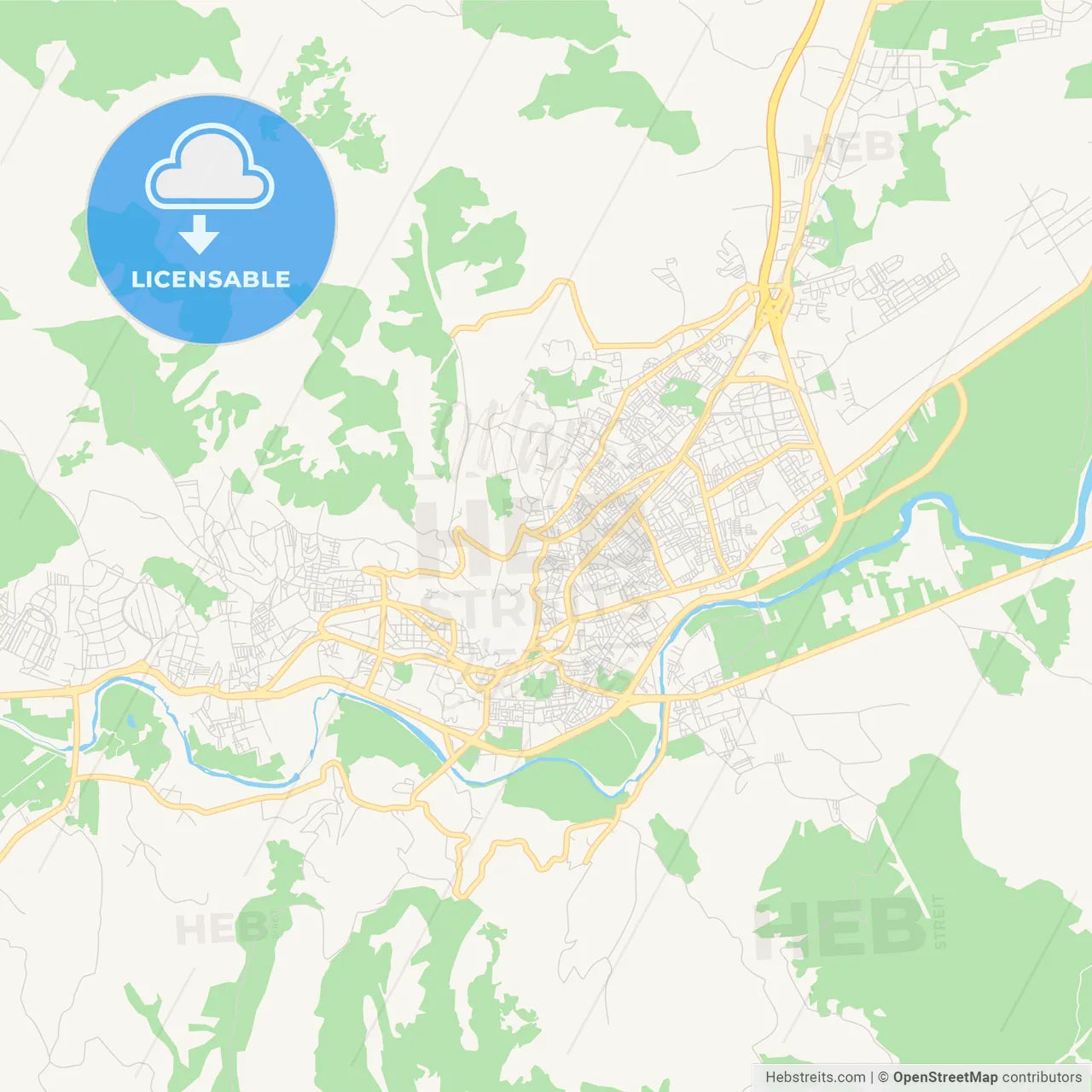 Printable street map of Tetouan, Morocco