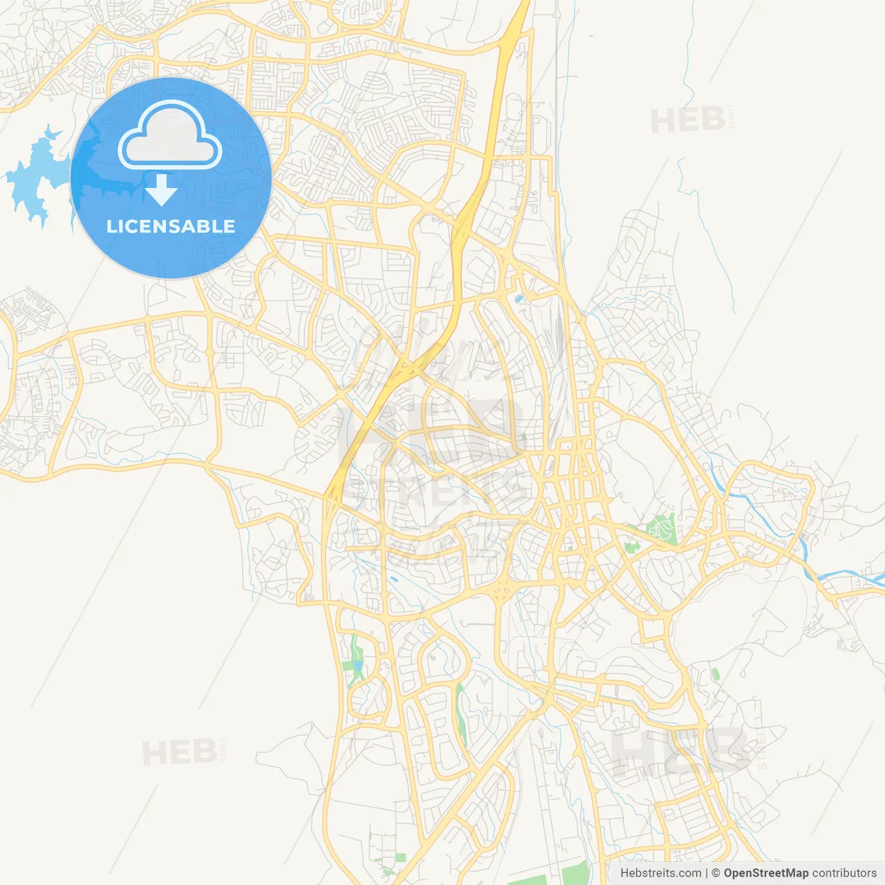 Printable street map of Windhoek, Namibia