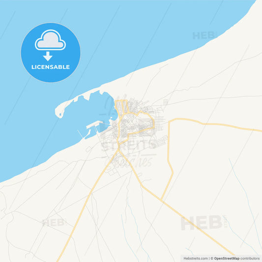 Printable street map of Berbera, Somalia