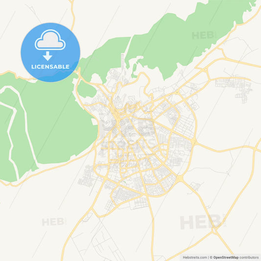 Printable street map of Tiaret, Algeria