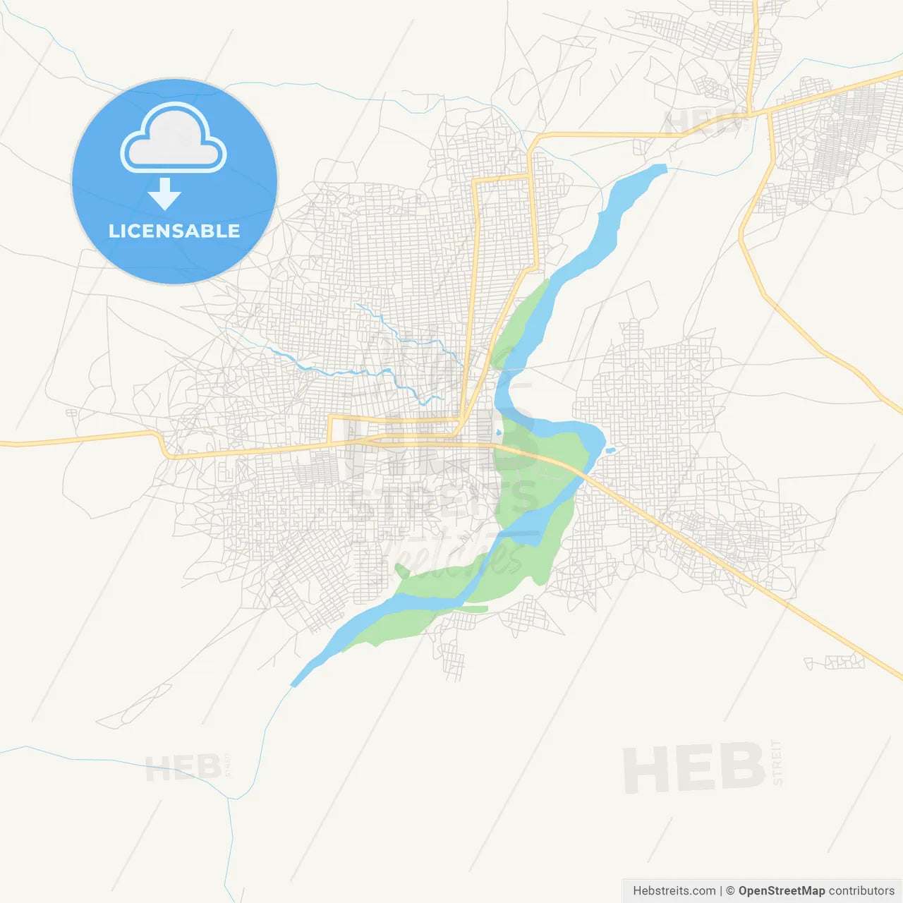 Printable street map of Geneina, Sudan