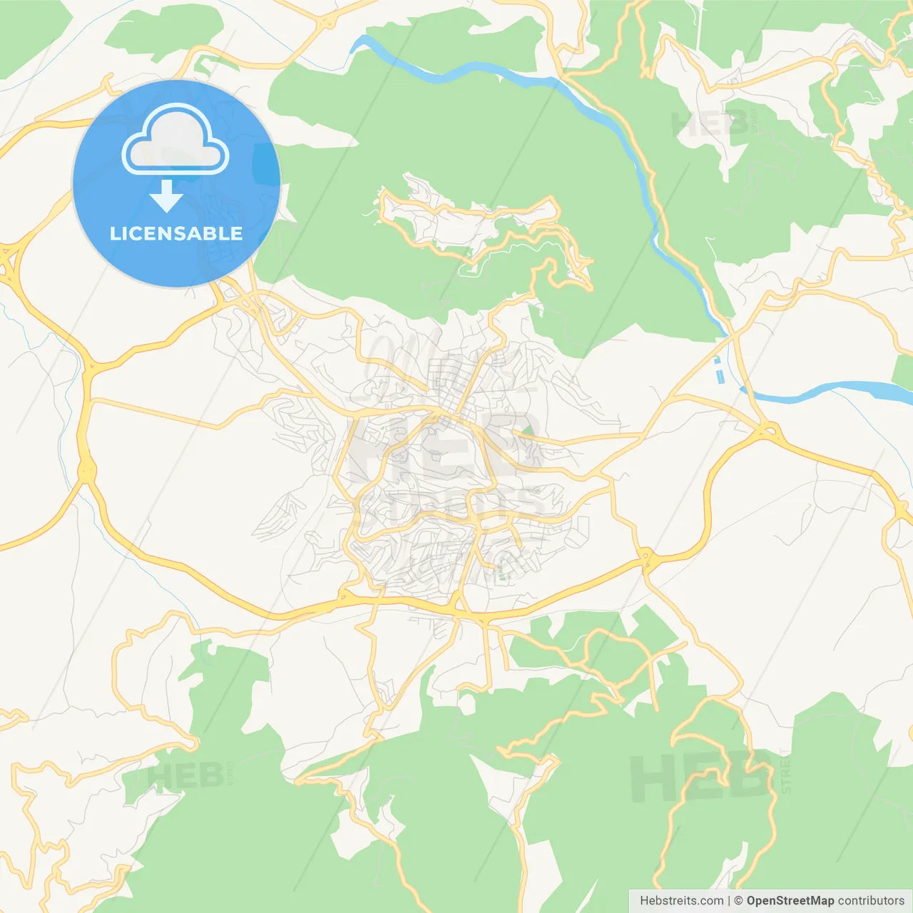 Printable street map of Tizi Ouzou, Algeria