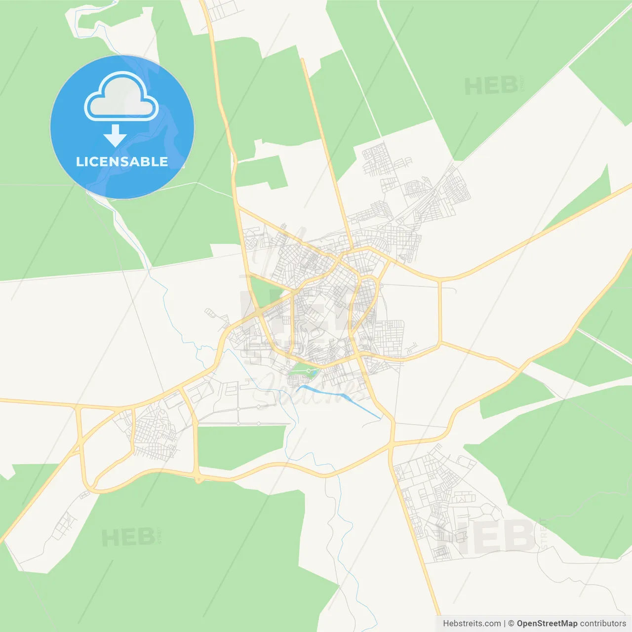 Printable street map of Relizane, Algeria