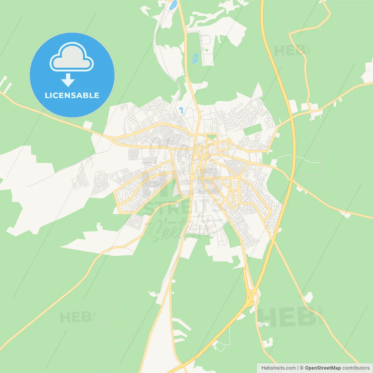 Printable street map of Settat, Morocco