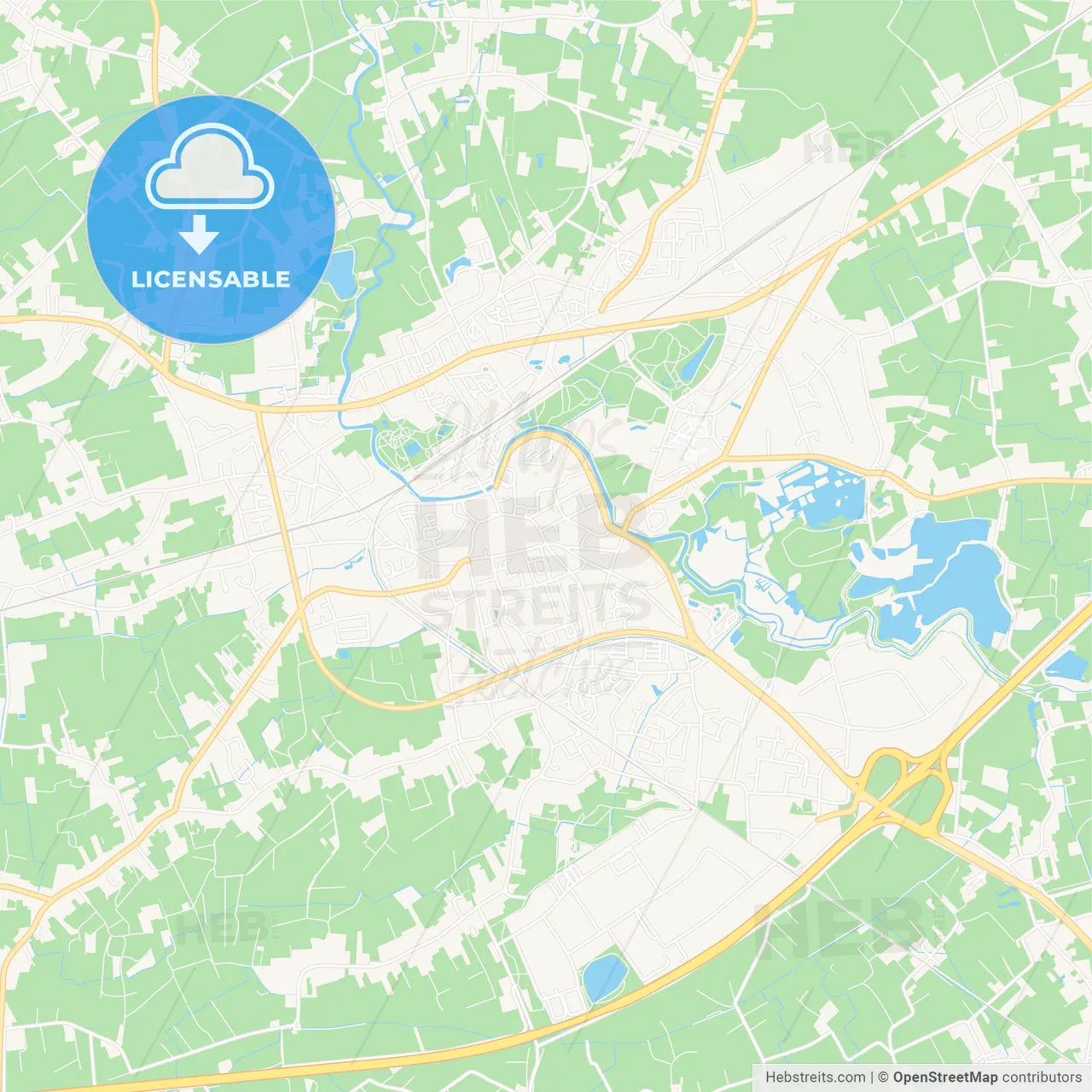 Lokeren, Belgium Vector Map - Classic Colors