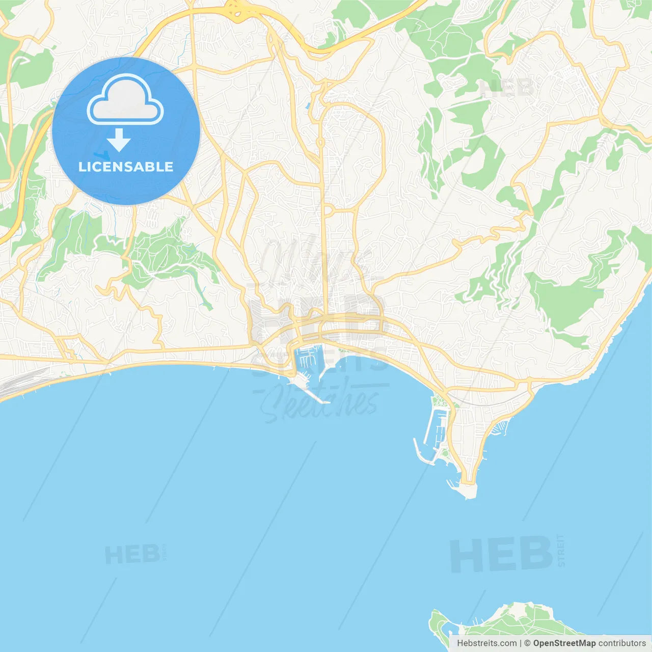 Cannes, France Vector Map - Classic Colors