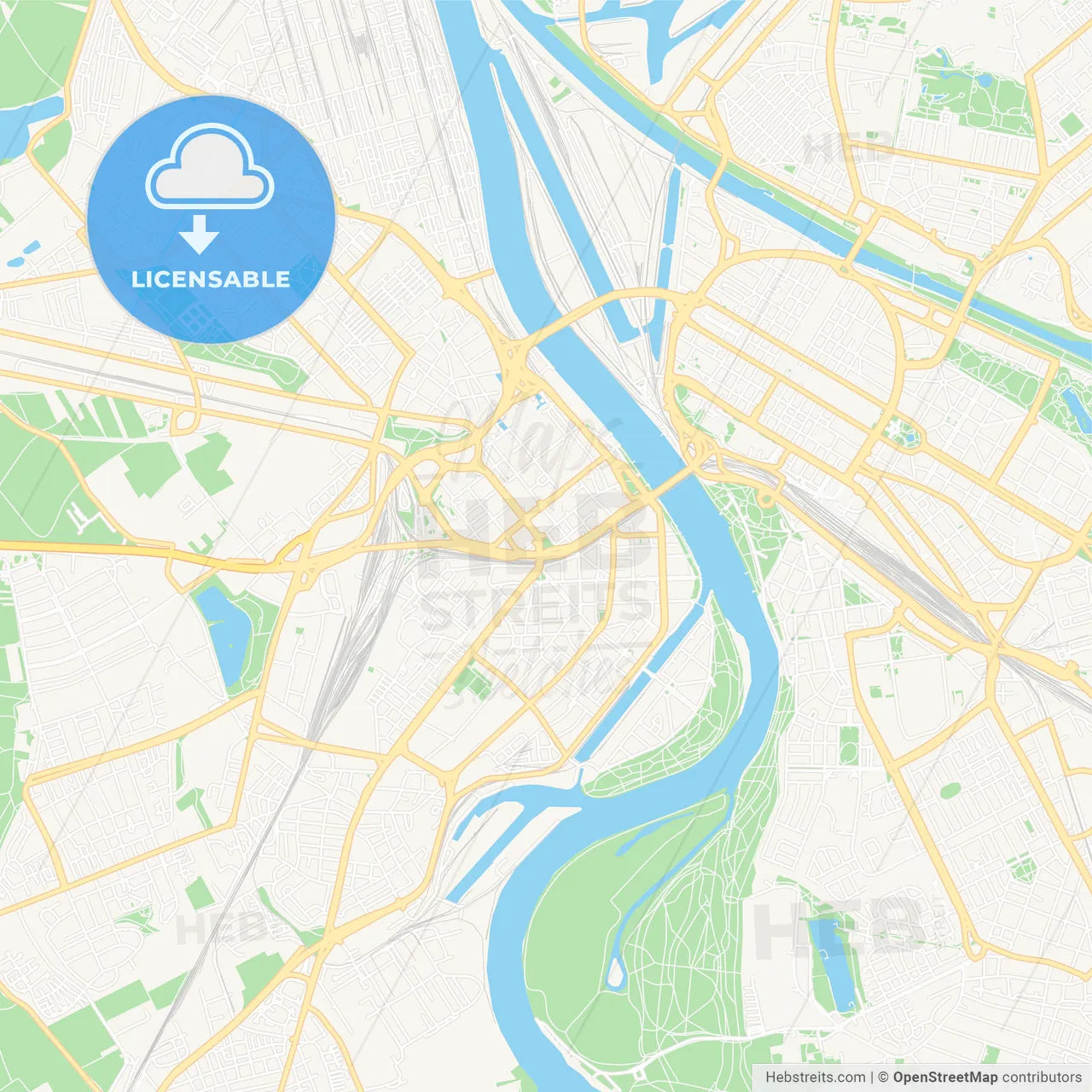 Ludwigshafen am Rhein, Germany Vector Map - Classic Colors