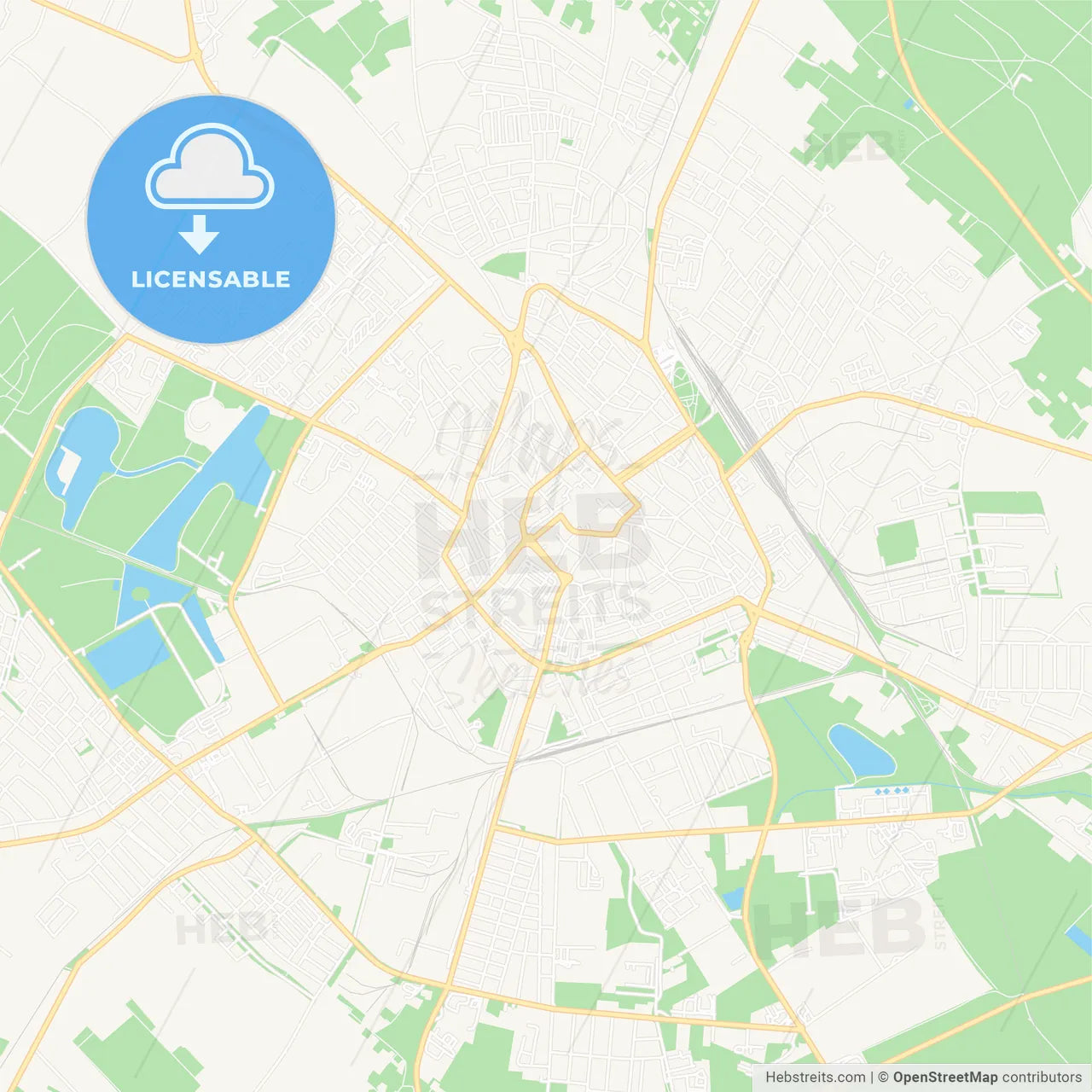 Kecskemet, Hungary Vector Map - Classic Colors