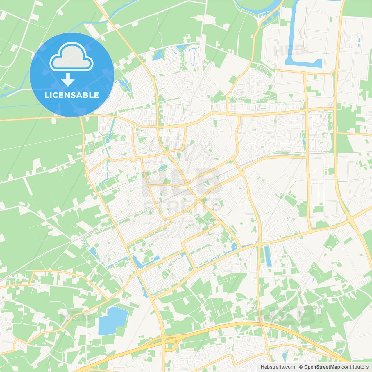 Oss, Netherlands Vector Map - Classic Colors