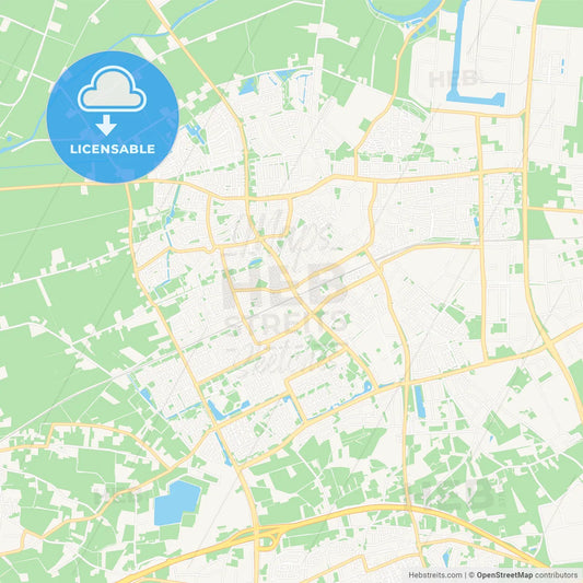 Oss, Netherlands Vector Map - Classic Colors