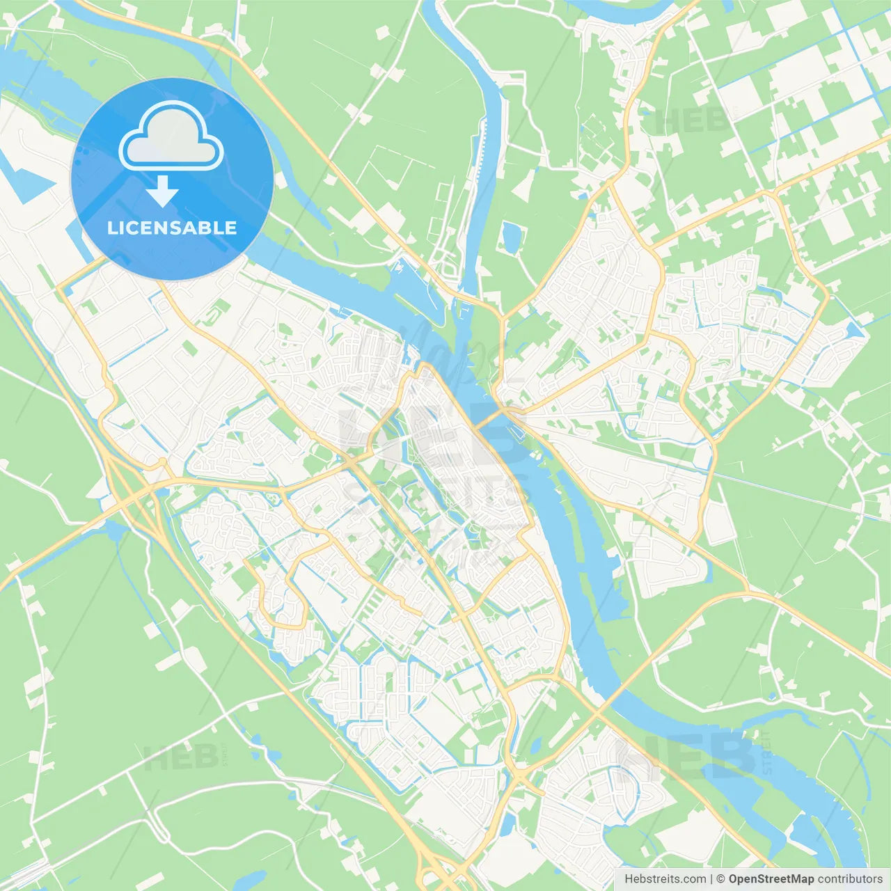 Kampen, Netherlands Vector Map - Classic Colors