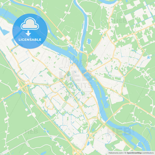 Kampen, Netherlands Vector Map - Classic Colors