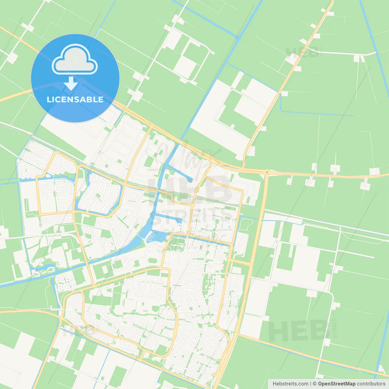 Dronten, Netherlands Vector Map - Classic Colors