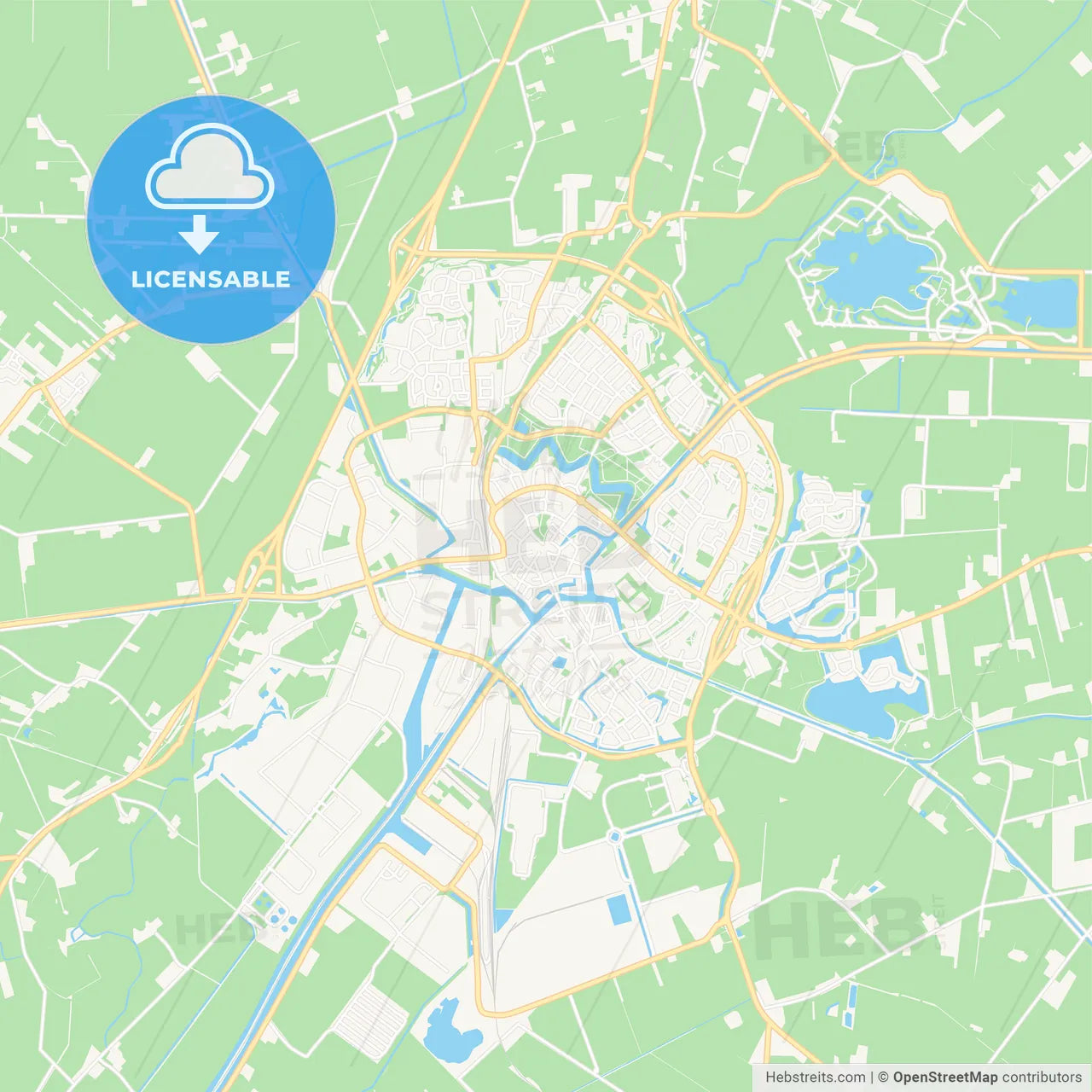 Coevorden, Netherlands Vector Map - Classic Colors