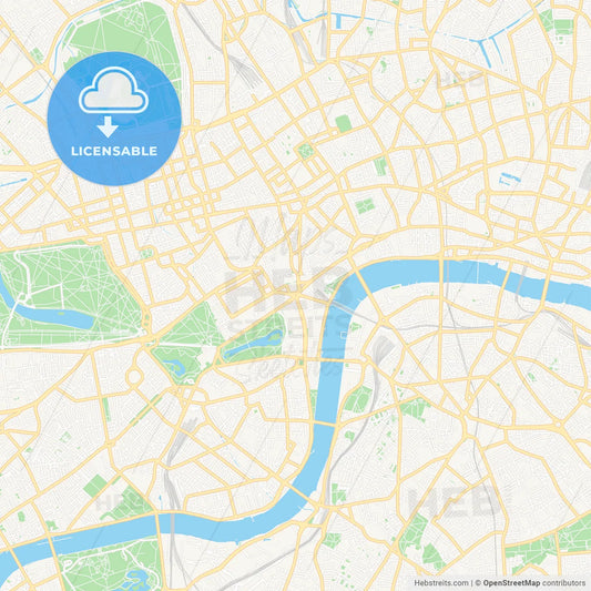 London, England Vector Map - Classic Colors