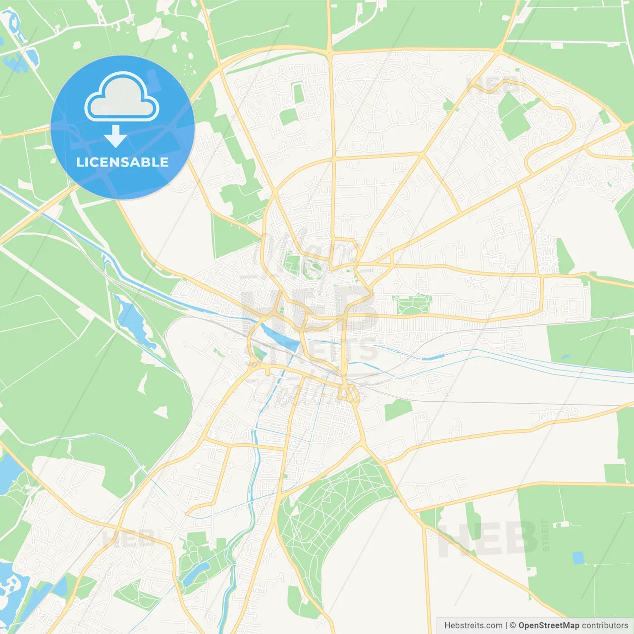 Lincoln, England Vector Map - Classic Colors