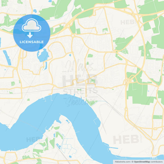 Grays, England Vector Map - Classic Colors