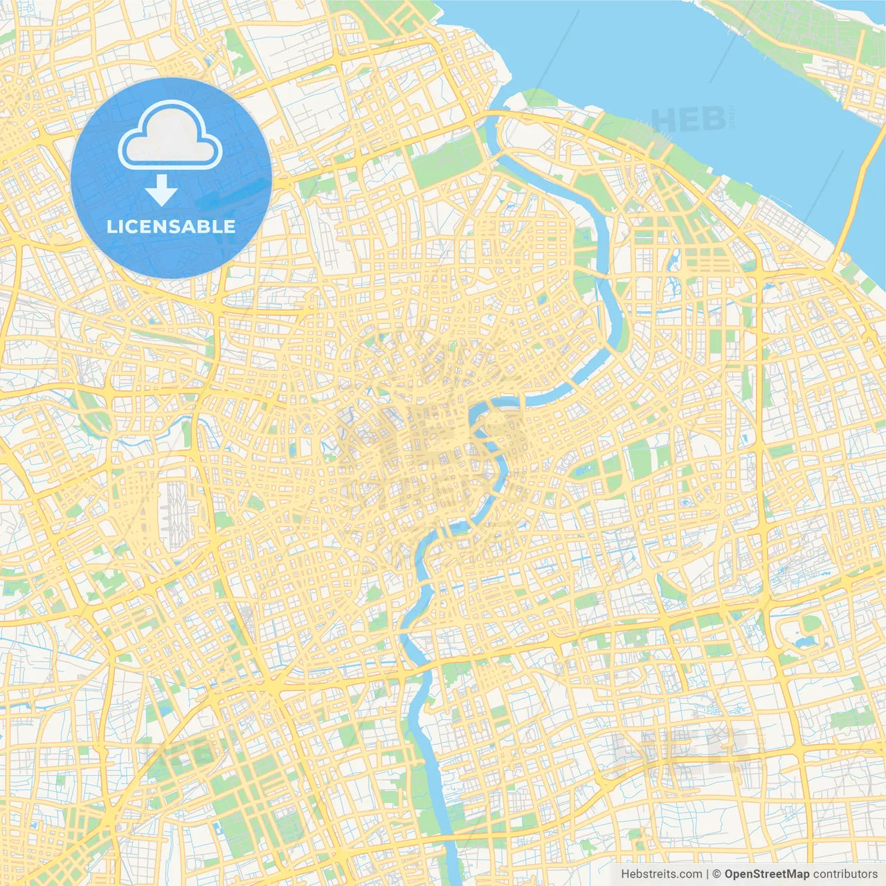 Printable street map of Shanghai, China