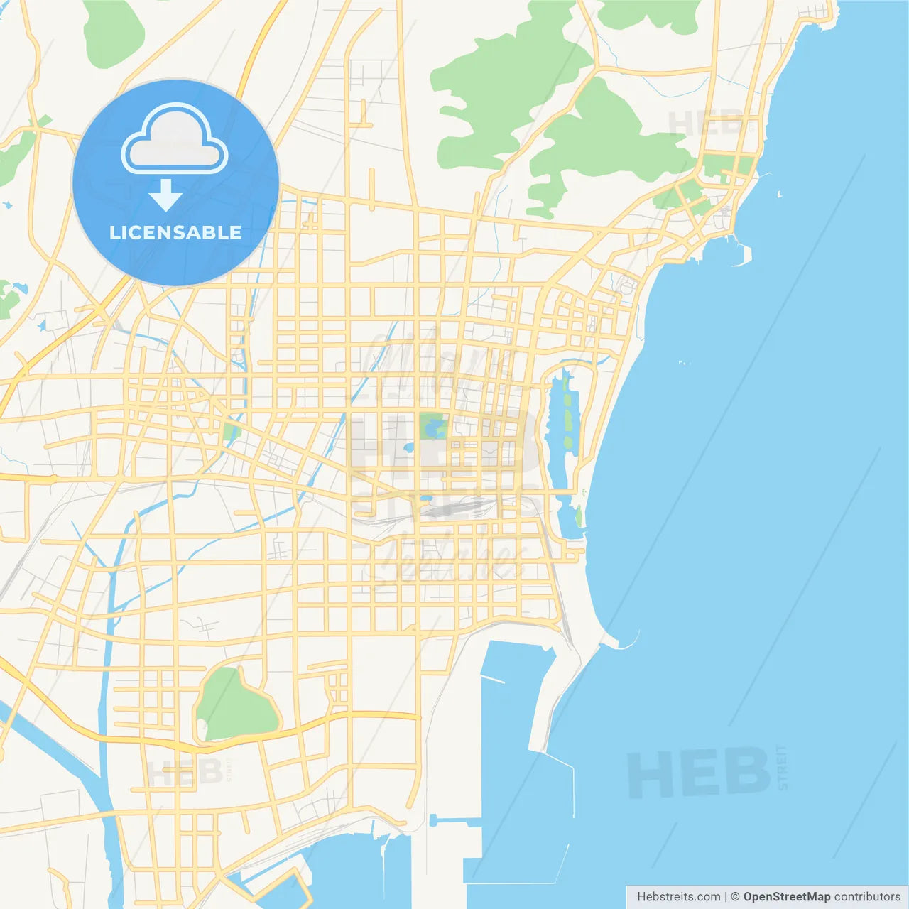 Printable street map of Rizhao, China