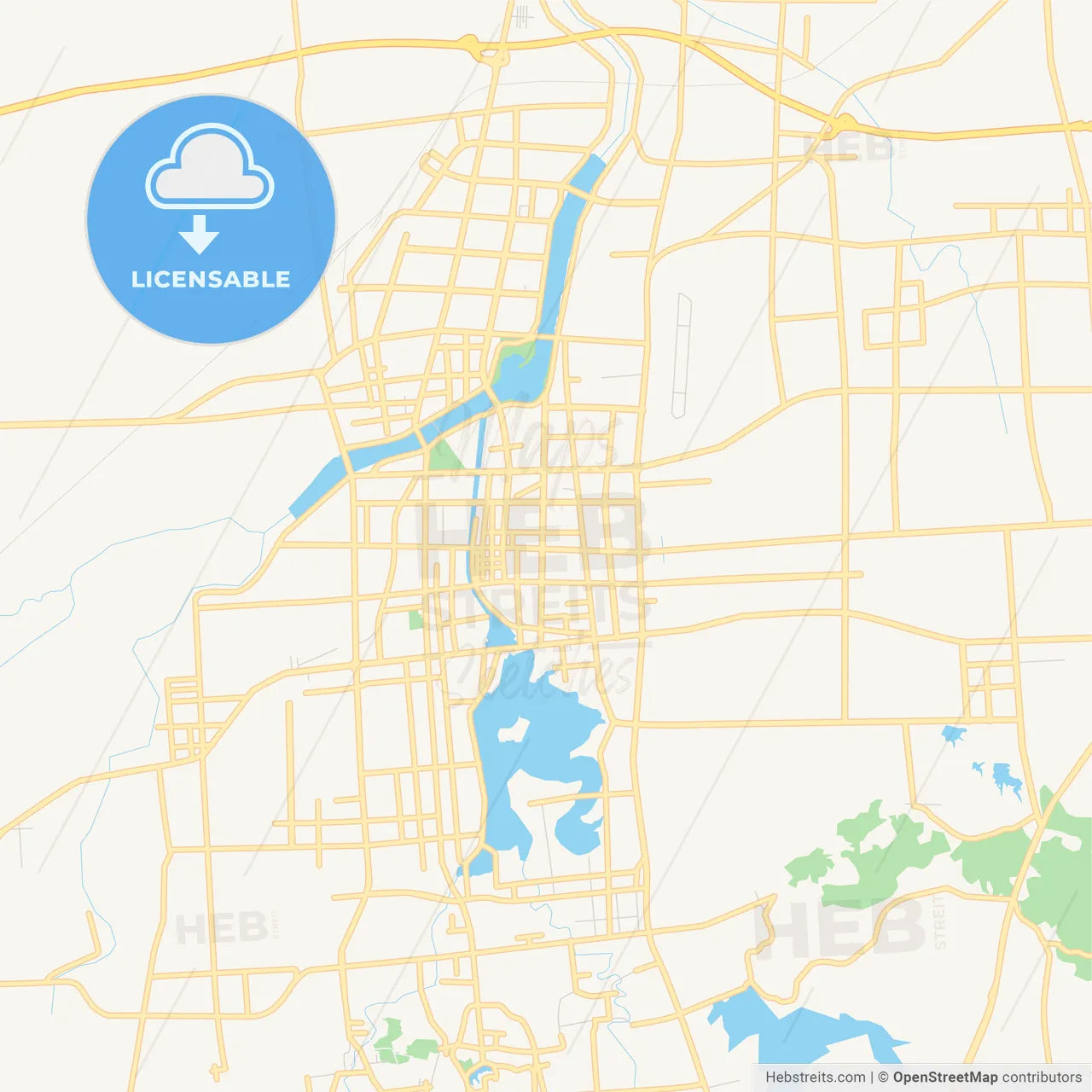 Printable street map of Zhucheng, China