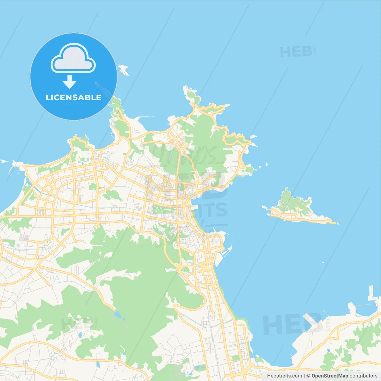 Printable street map of Weihai, China