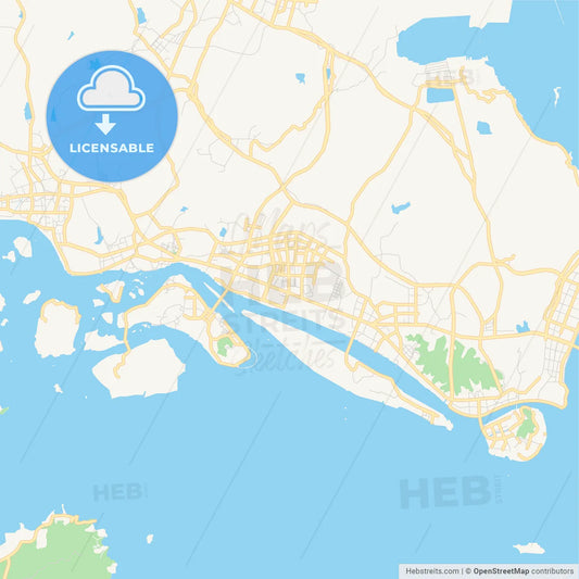 Printable street map of Zhoushan, China