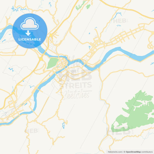 Printable street map of Yibin, China