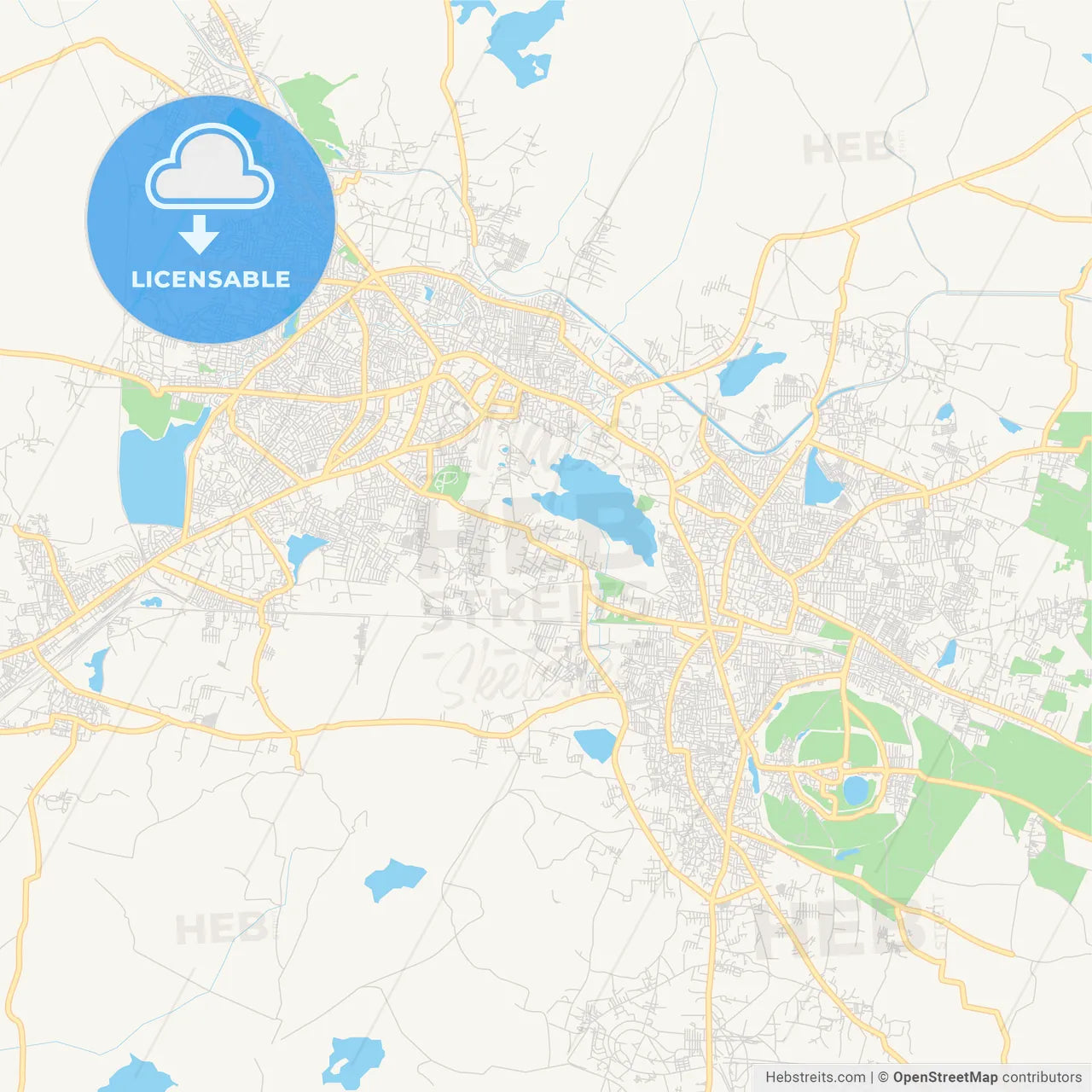 Printable street map of Warangal, India