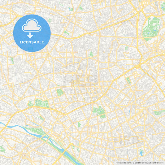 Printable street map of Setagaya, Japan