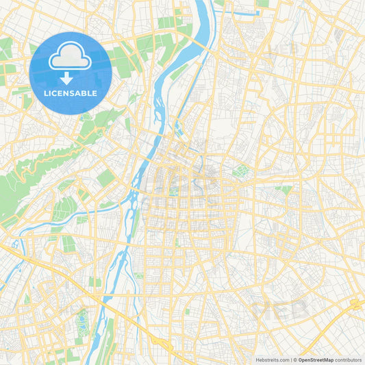 Printable street map of Toyama, Japan