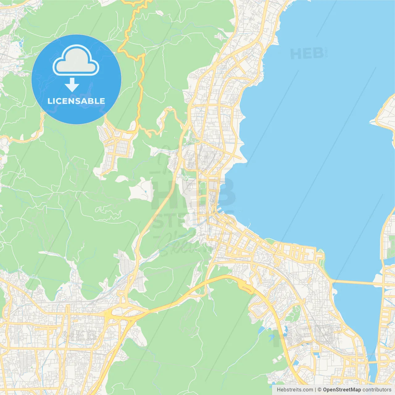 Printable street map of Ōtsu, Japan