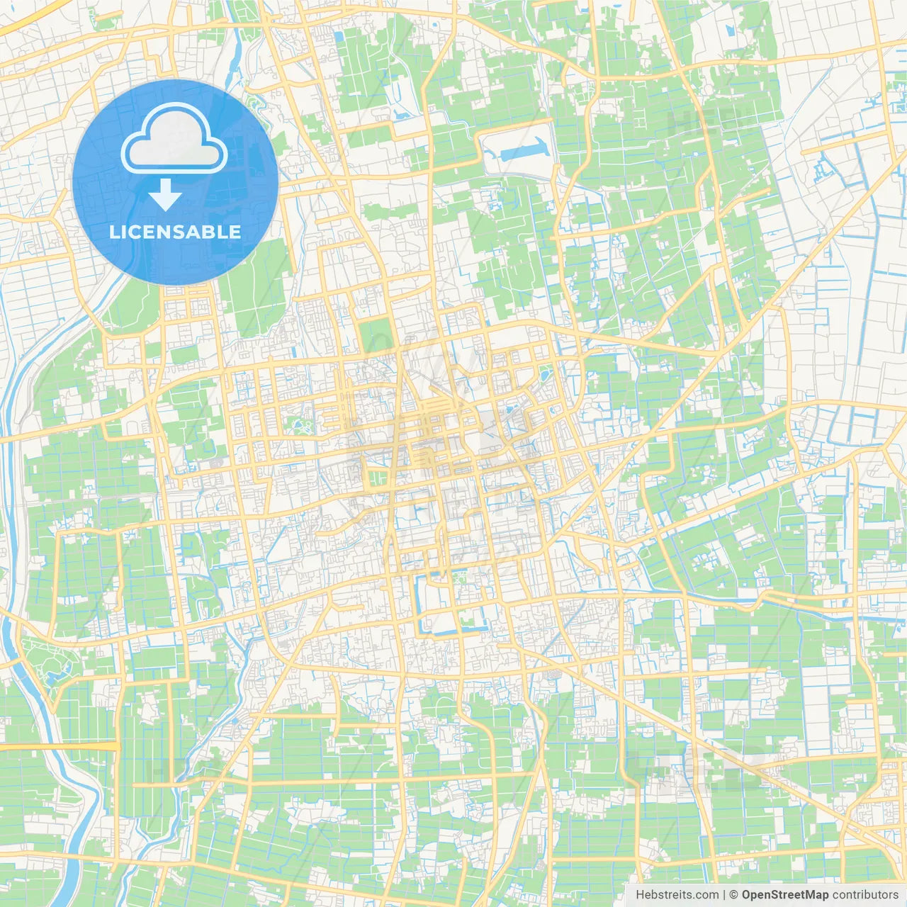 Printable street map of Saga, Japan