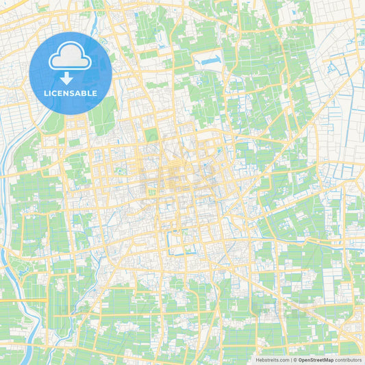 Printable street map of Saga, Japan