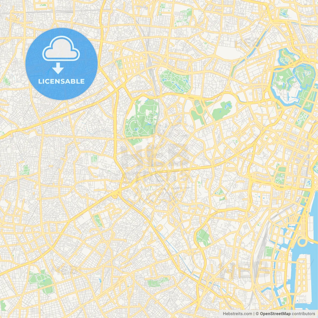 Printable street map of Shibuya, Japan