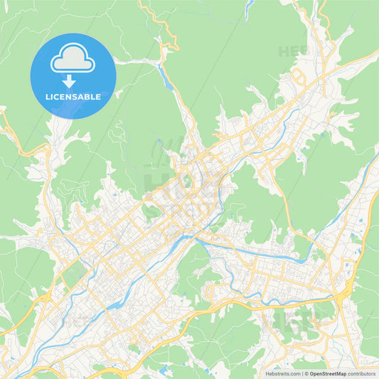 Printable street map of Yamaguchi, Japan