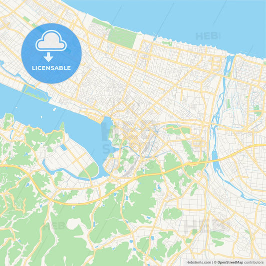 Printable street map of Yonago, Japan