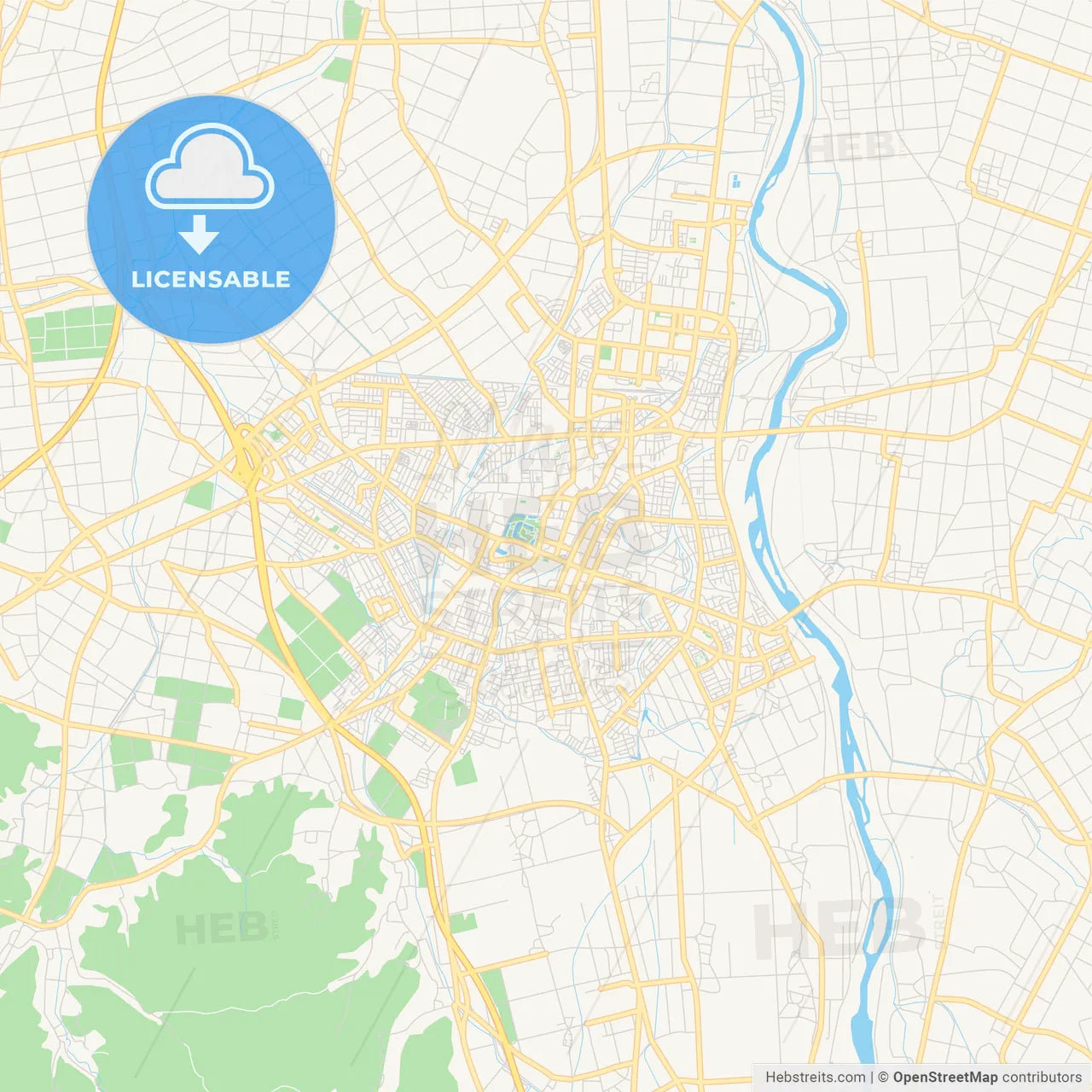 Printable street map of Tsuruoka, Japan