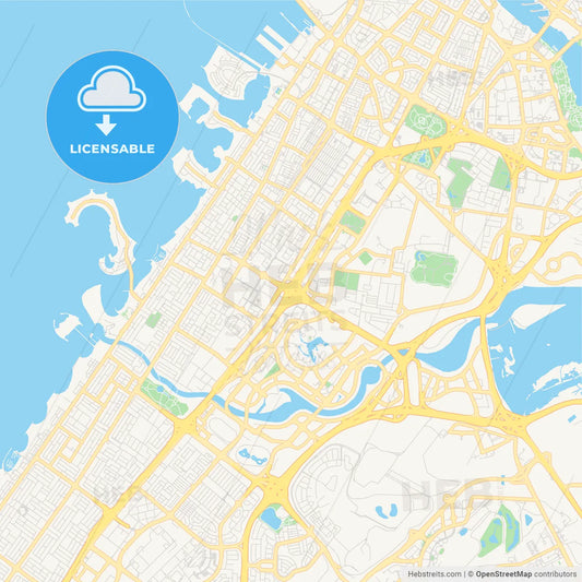 Printable street map of Dubai , United Arab Emirates