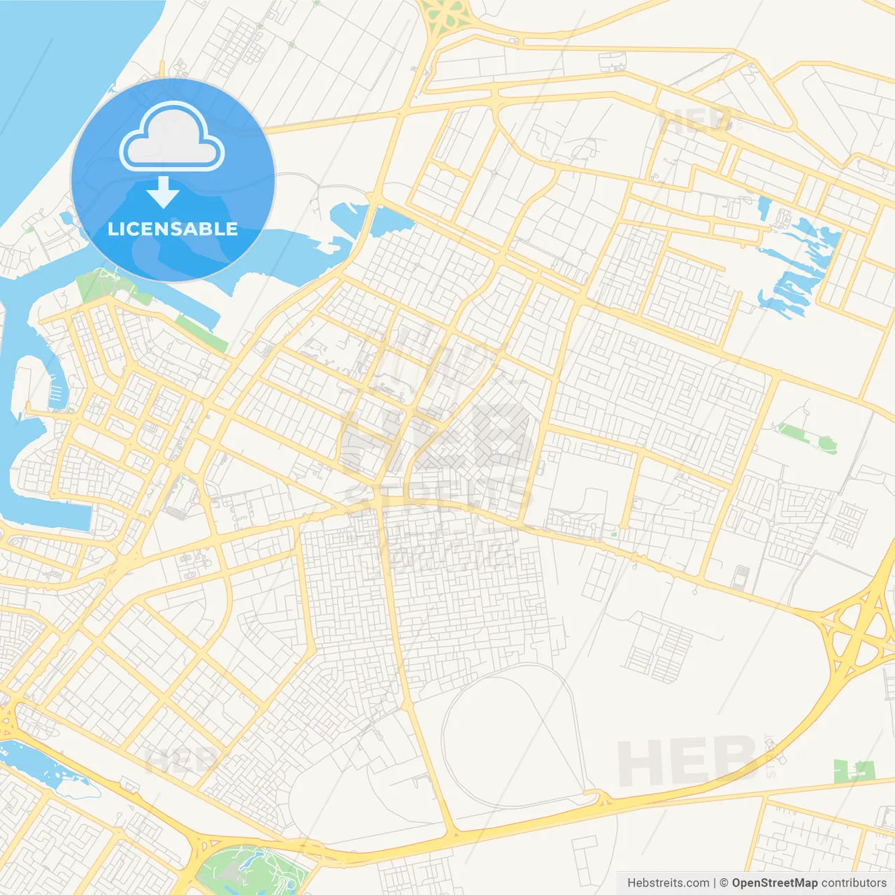Printable street map of Ajman , United Arab Emirates